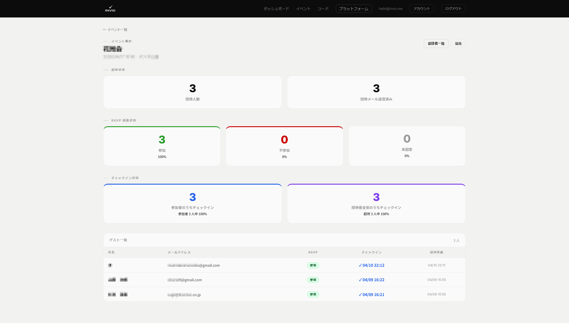 RSVP集計画面